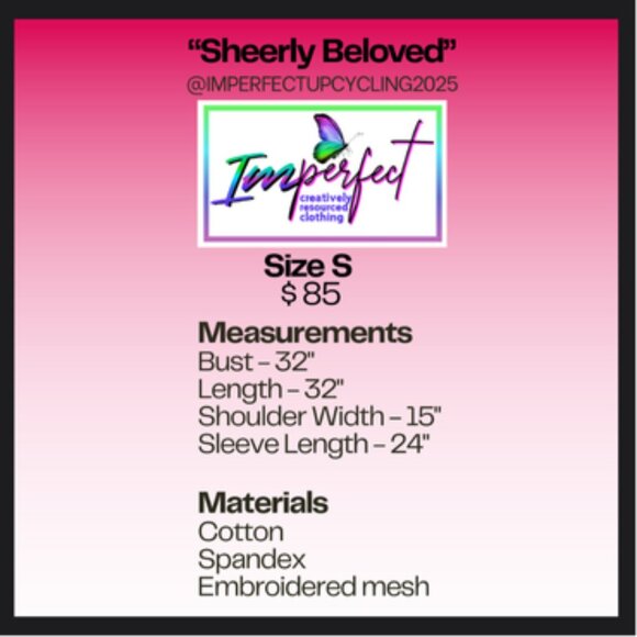 Upcycled light wash denim with embroidered mesh - Picture 2 of 2